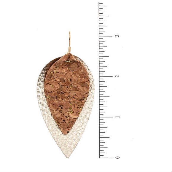 Cork & Metallic Foil Double Link Earrings - Picture 2 of 2